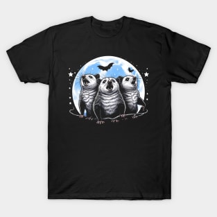 Three Opossums Howling at the Moon Funny Pet Possum Design T-Shirt